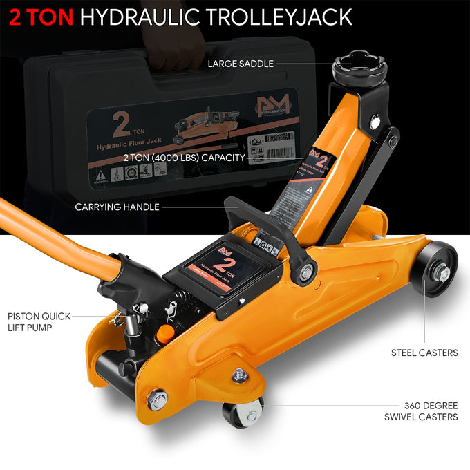 2 Ton Hydraulic Trolley Floor Jack <br> Lifting Range From 5.1 in. to 13 in.
