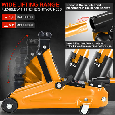 2 Ton Hydraulic Trolley Floor Jack <br> Lifting Range From 5.1 in. to 13 in.