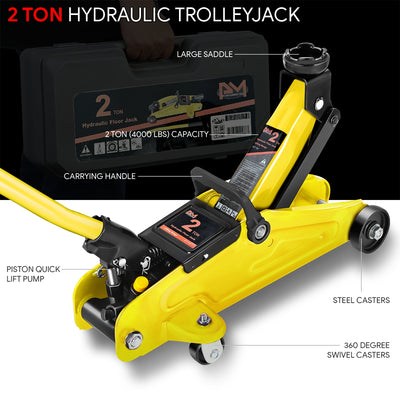 2 Ton Hydraulic Trolley Floor Jack <br> Lifting Range From 5.1 in. to 13 in.