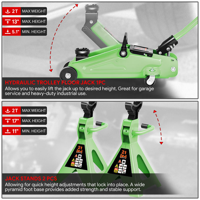 2 Ton Hydraulic Trolley Floor Jack <br> Adjustable Height (in.): 11 to 17