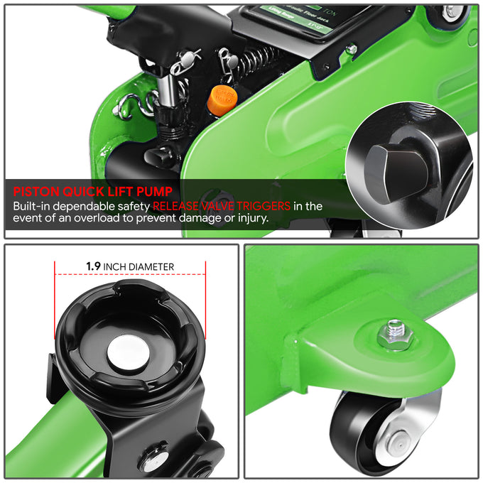 2 Ton Hydraulic Trolley Floor Jack <br> Adjustable Height (in.): 11 to 17