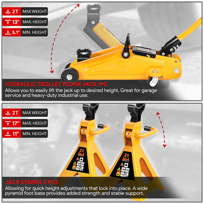 2 Ton Hydraulic Trolley Floor Jack <br> Adjustable Height (in.): 11 to 17