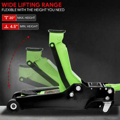4 Ton Hydraulic Trolley Floor Jack <br> Adjustable Height (in.): 4.5 To 20