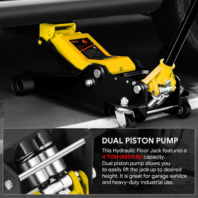 4 Ton Hydraulic Trolley Floor Jack <br> Adjustable Height (in.): 4.5 To 20