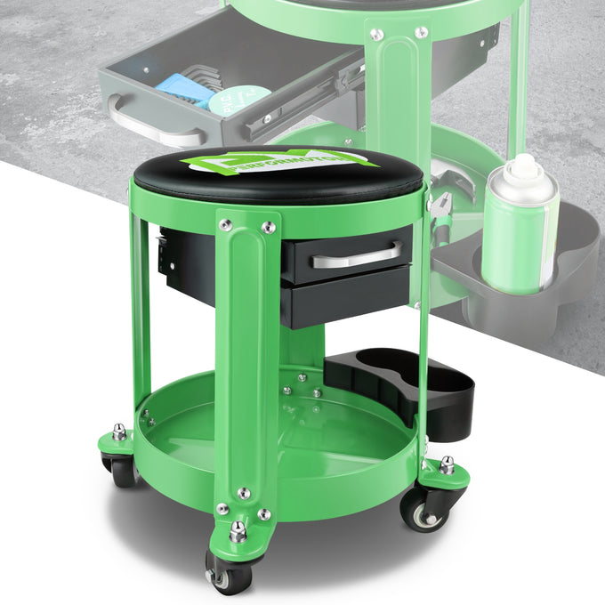 Mechanics Roller Storage Seat W/ Drawer & Tray <br> Drawer Dimension: 5.5 in. W x 9.5 in. L x 1.75 in. H