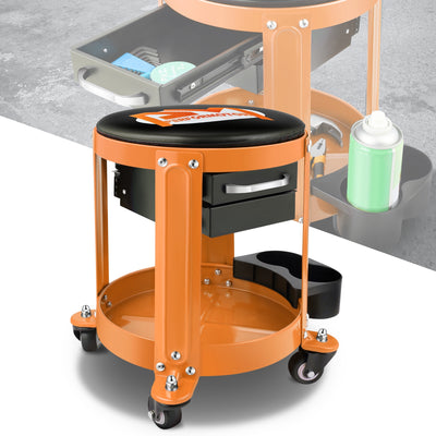 Mechanics Roller Storage Seat W/ Drawer & Tray <br> Drawer Dimension: 5.5 in. W x 9.5 in. L x 1.75 in. H
