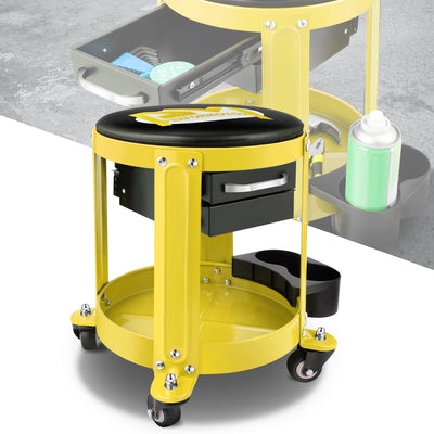 Mechanics Roller Storage Seat W/ Drawer & Tray <br> Drawer Dimension: 5.5 in. W x 9.5 in. L x 1.75 in. H