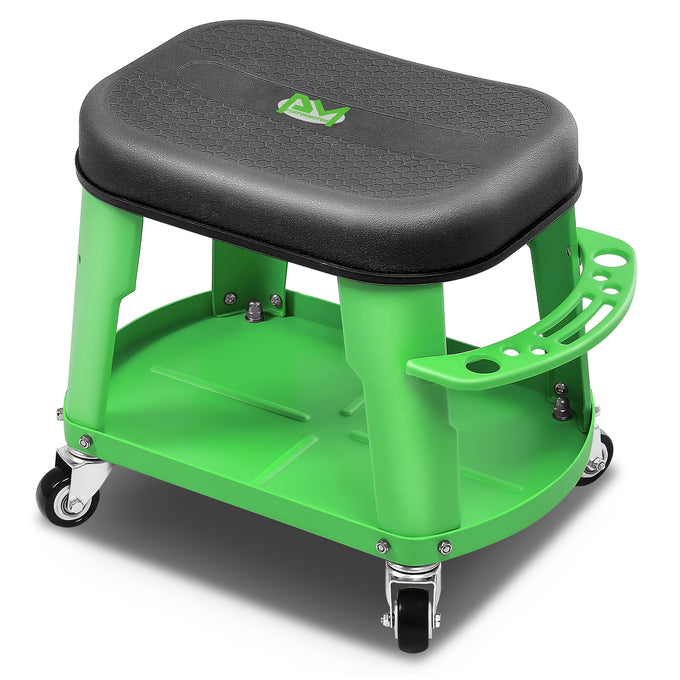 Adjustable Rolling Pneumatic Creeper Seat <br> Dimensions(in.): 16.14 L x 10.62 W x 13.78 H