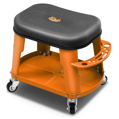 Adjustable Rolling Pneumatic Creeper Seat <br> Dimensions(in.): 16.14 L x 10.62 W x 13.78 H