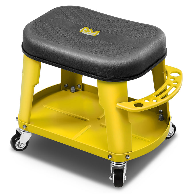 Adjustable Rolling Pneumatic Creeper Seat <br> Dimensions(in.): 16.14 L x 10.62 W x 13.78 H