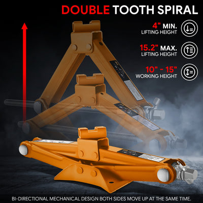 1.5 Ton (3306 lbs) Scissor Lift Jack W/Ratchet Wrench <br> Lifting Height Range 4 in-15.2 in