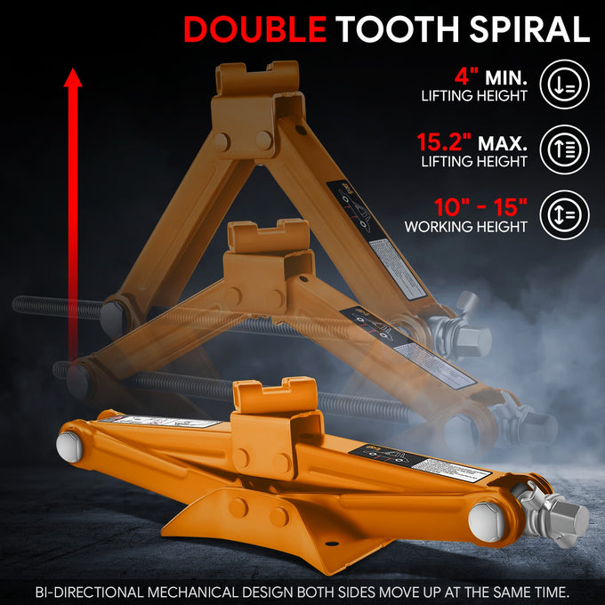 1.5 Ton (3306 lbs) Scissor Lift Jack W/Ratchet Wrench <br> Lifting Height Range 4 in-15.2 in
