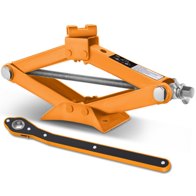 2 Ton (3306 lbs) Scissor Lift Jack W/Ratchet Wrench <br> Lifting Height Range: 3.85-17.4 in