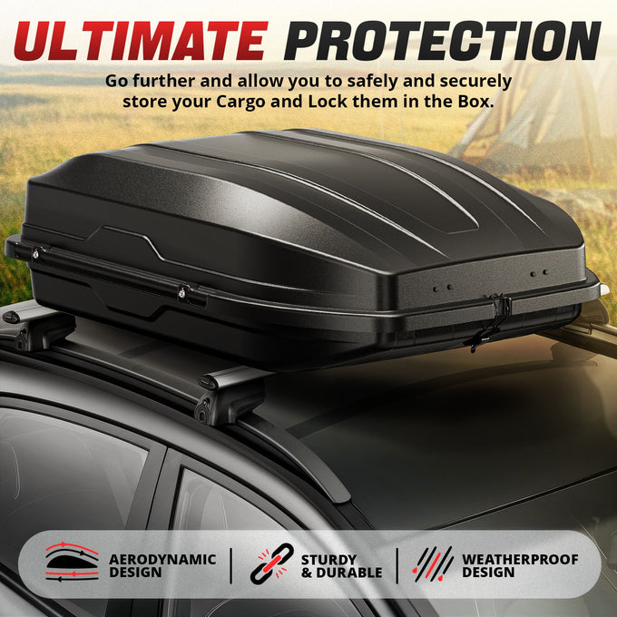 Black Textured Cross Bar Roof Cargo Storage Box<br>56.3 in. L x 36.8 in.W x 16.25 in. H