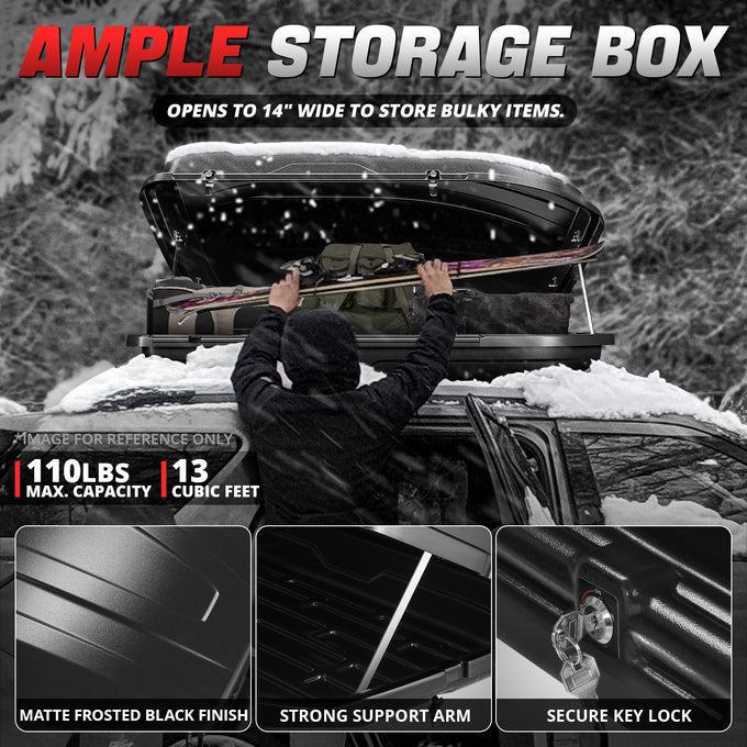 Black Textured Cross Bar Roof Cargo Storage Box<br>56.3 in. L x 36.8 in.W x 16.25 in. H