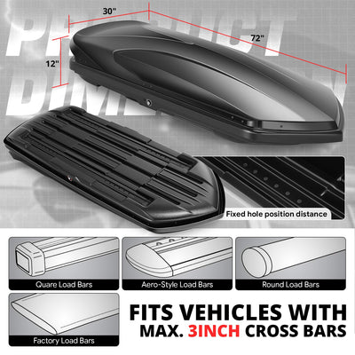 Aluminum Cross Bar Roof Cargo Storage Box <br> 72 in. L  x 30 in.W x 12 in.  H