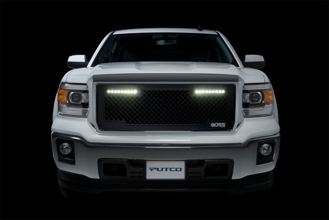 Lighted Boss Grille w/Qty 2 - 10in Luminix Light Bars <br> 15-19 GMC Sierra 2500 3500 HD