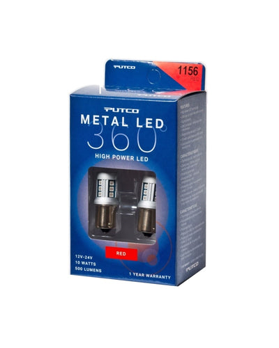 1156 - Red Metal 360 LED Light Bulbs <br> Universal