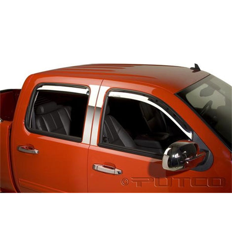 Set of 4 Element Chrome Window Visors <br> 07-14 Chevy Silverado, GMC Sierra 1500 2500 3500 HD
