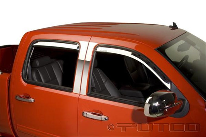 Set of 4 Element Chrome Window Visors <br> 07-14 Chevy Silverado, GMC Sierra 1500 2500 3500 HD