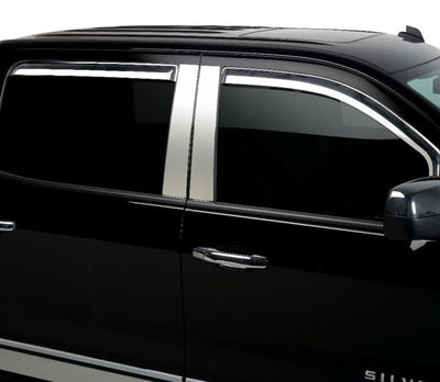 Set of 4 Element Chrome Window Visors <br> 07-14 Chevy Silverado, GMC Sierra 1500 2500 3500 HD