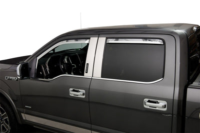 Set of 4 Element Chrome Window Visors <br> 17-22 Ford F-250 F-350 F-450 F-550 Super Duty
