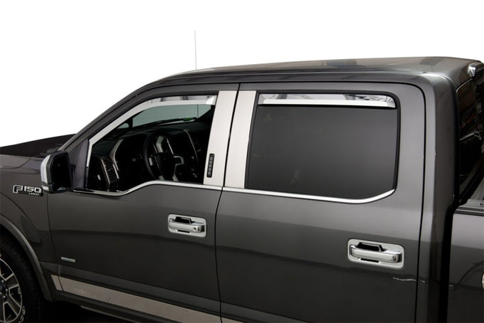 Set of 4 Element Chrome Window Visors <br> 17-22 Ford F-250 F-350 F-450 F-550 Super Duty