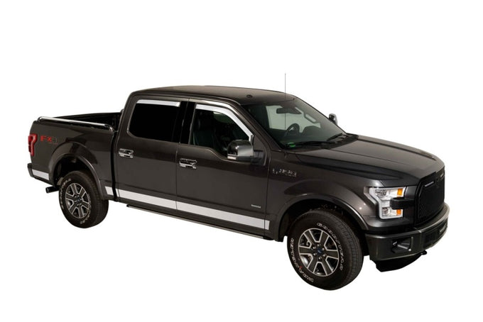 Set of 4 Element Chrome Window Visors <br> 17-22 Ford F-250 F-350 F-450 F-550 Super Duty