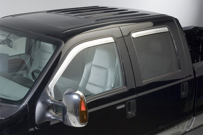 Set of 4 Element Chrome Window Visors <br> 99-16 Ford F-250 F-350 F-450 Super Duty