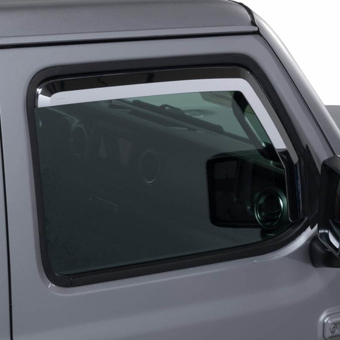 Front Element Chrome Window Visors <br> 18-24 Jeep Gladiator, Wrangler JK
