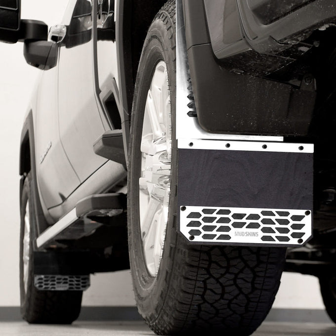 Polished Stainless Steel HEX Steel Mud Skins <br> 2020 Chevy/GMC Silverado Sierra 2500 3500 HD