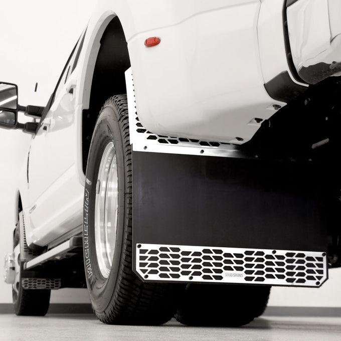 Polished Stainless Steel HEX Steel Mud Skins <br> 11-16 Ford F-350 F-450 Super Duty