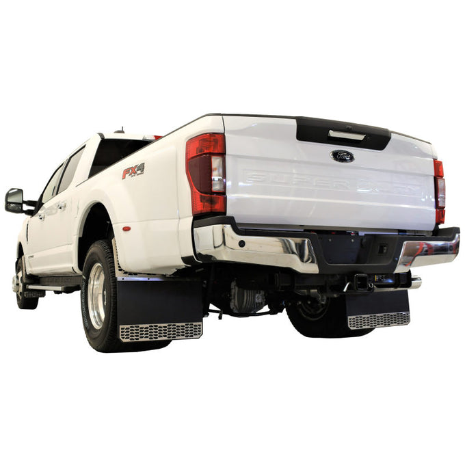 Rear Polished Stainless Steel HEX Steel Mud Skins <br> 15-19 Chevy/GMC Silverado Sierra 3500 HD