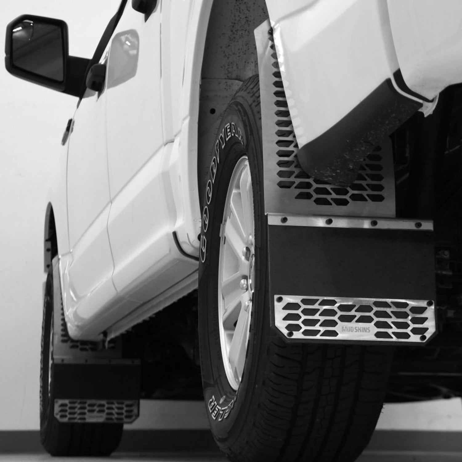 Brushed Stainless Steel HEX Steel Mud Skins <br> 15-24 Ford F-150
