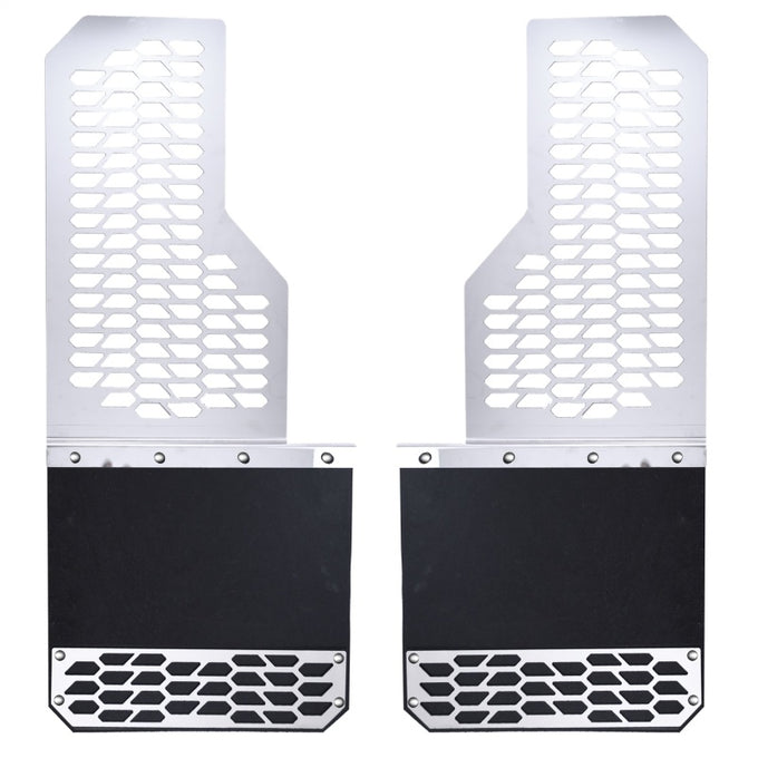 Brushed Stainless Steel HEX Steel Mud Skins <br> 19-24 Dodge Ram 3500