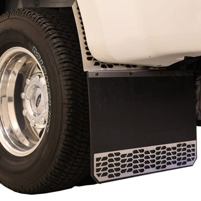 Brushed Stainless Steel HEX Steel Mud Skins <br> 19-24 Dodge Ram 3500