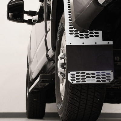 Brushed Stainless Steel HEX Steel Mud Skins <br> 11-16 Ford F-250 F-350 F-450 Super Duty