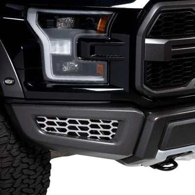 Hex Shield Polished SS Bumper Grille Inserts <br> 17-20 Ford F-150