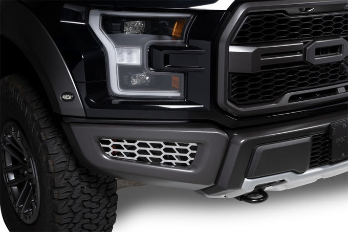 Hex Shield Polished SS Bumper Grille Inserts <br> 17-20 Ford F-150