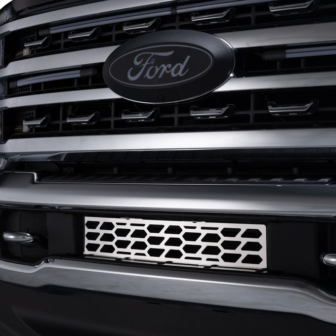 Polished SS Hex Shield Design Bumper Grille <br> 23-24 Ford F-350