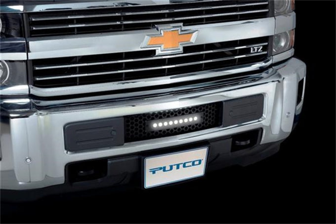 Bumper Grille Insert w/ Curved Flush 10in Light Bar <br> 15-19 Chevy Silverado, GMC Sierra 2500 3500 HD
