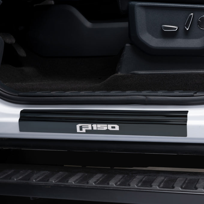 4pcs Black Platinum Door Sills <br> 15-20 Ford F-150