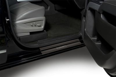 4pcs Black Platinum Door Sills w/ GMC Etching <br> 14-19 GMC Sierra 1500 2500 3500 HD