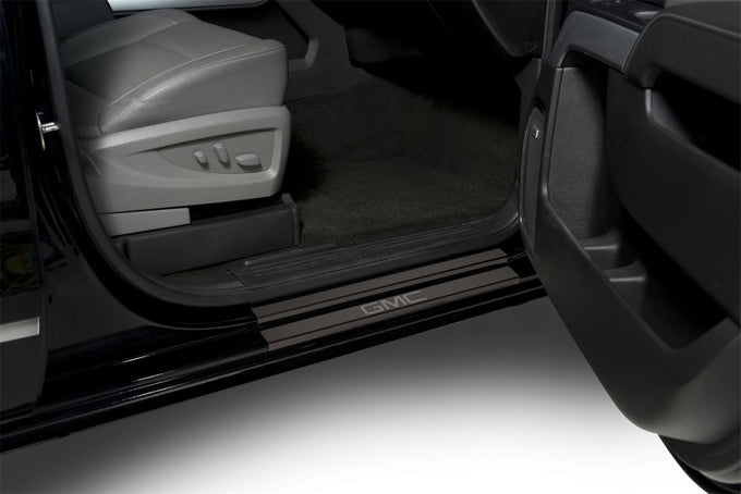 4pcs Black Platinum Door Sills w/ GMC Etching <br> 14-19 GMC Sierra 1500 2500 3500 HD