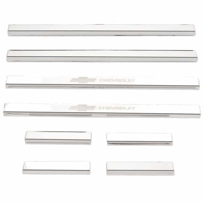 8pcs Stainless Stee Door Sills <br> 14-19 Chevy Silverado, GMC Sierra 1500 2500 3500 HD