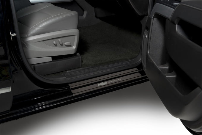 8pcs Black Platinum Door Sills <br> 14-19 Chevy Silverado, GMC Sierra 1500 2500 3500 HD