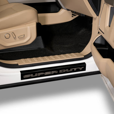 2pcs Black Platinum Door Sills <br> 17-22 Ford F-250 F-350 F-450 F-550 Super Duty