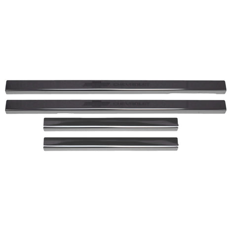 4pcs Black Platinum Door Sills <br> 19-25 Chevy Silverado 1500 2500 3500 HD