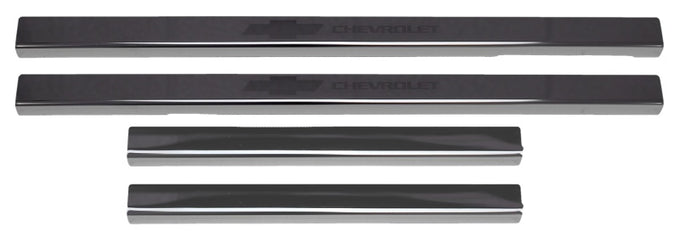 4pcs Black Platinum Door Sills <br> 19-25 Chevy Silverado 1500 2500 3500 HD