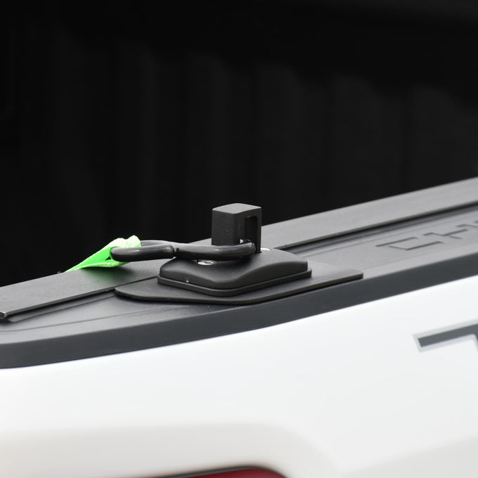 Pair Black Push-Up Tie Downs for Rear Stake Pockets <br> 19-25 Chevy Silverado, GMC Sierra 1500